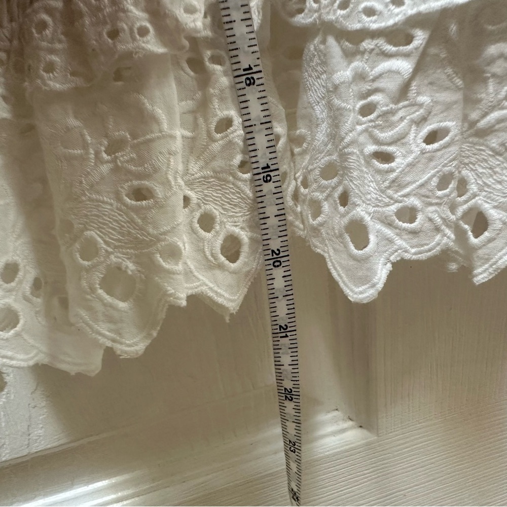 ME+EM White Cotton Delicate Broderie Shirred Top smocked flare 10 tank cropped - Picture 4 of 9